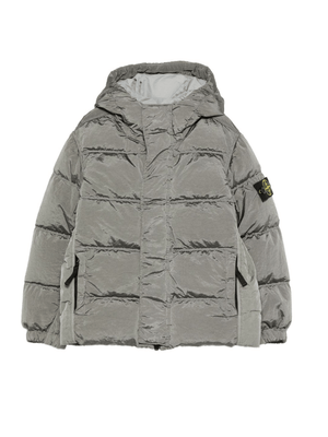 えぃちゃん　STONE  JUNIOR ダウンジャケット Stone Island Junior Boys' Grey Hooded Down Jacket | STONE ISLAND