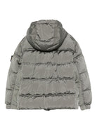 Piumino per bambino Stone Island Junior grigio con cappuccio - Rubino Kids