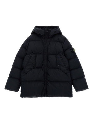 Stone Island Junior black quilted down jacket with hood for boys