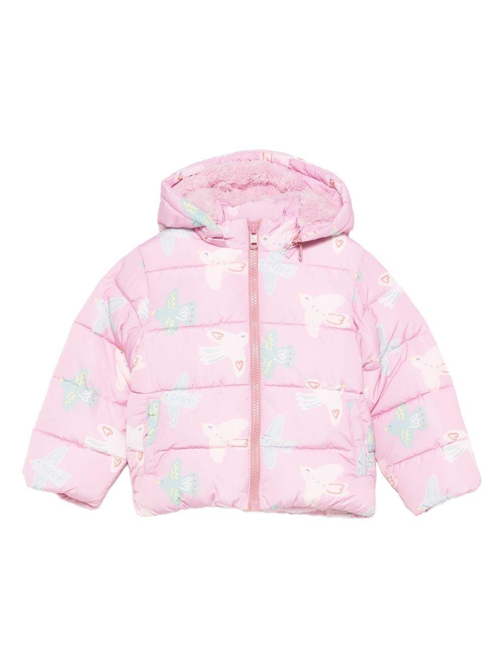 Piumino per neonata Stella McCartney Kids rosa con stampa uccelli - Rubino Kids