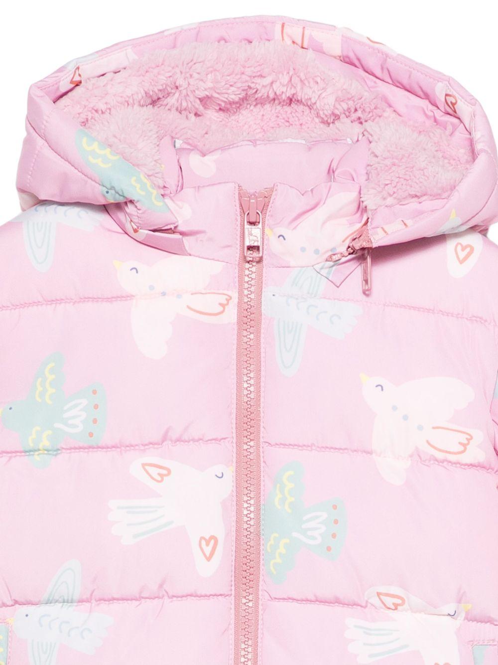 Piumino per neonata Stella McCartney Kids rosa con stampa uccelli - Rubino Kids