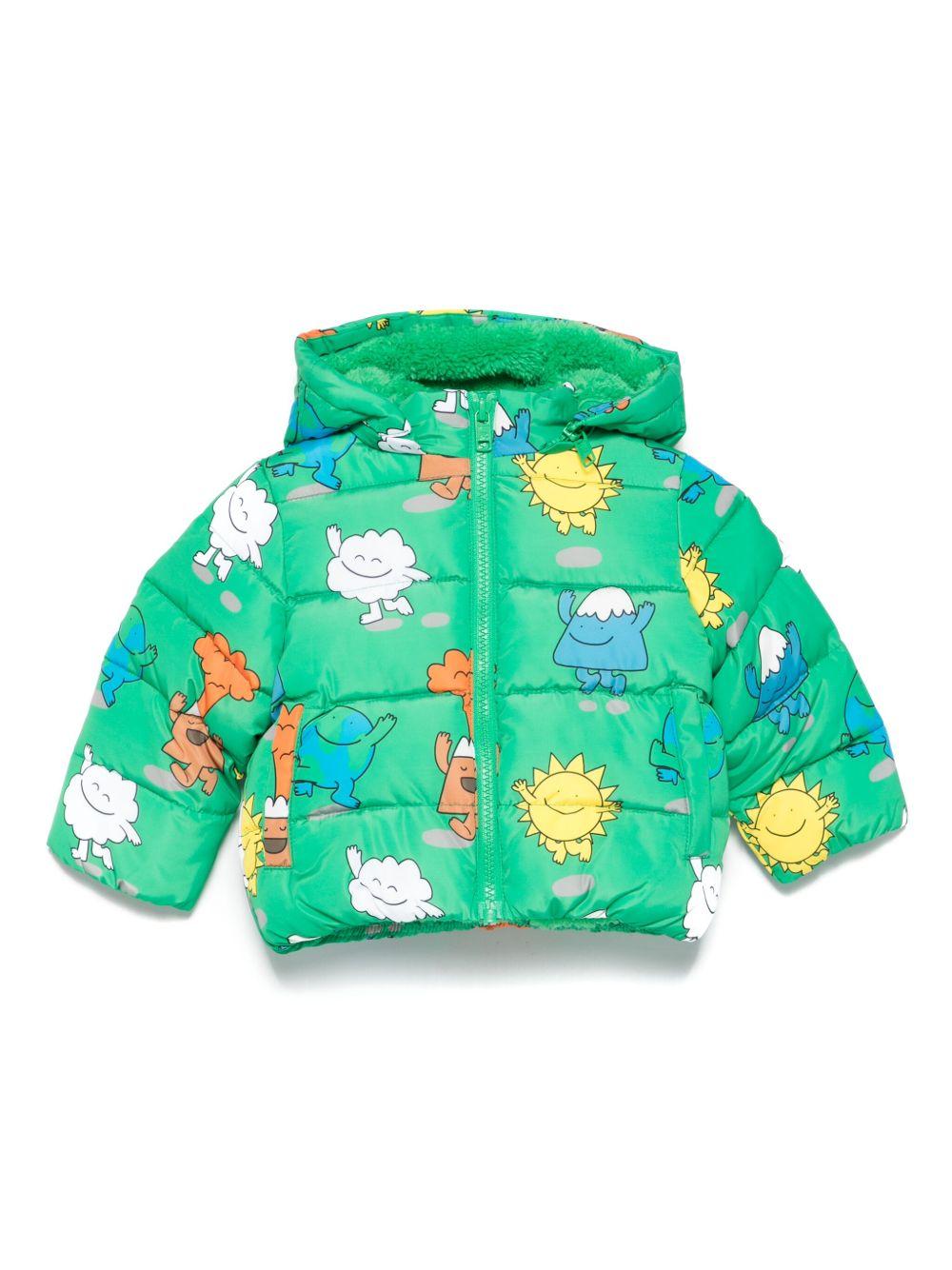 Piumino per neonati Stella McCartney Kids verde con stampa di personaggi - Rubino Kids
