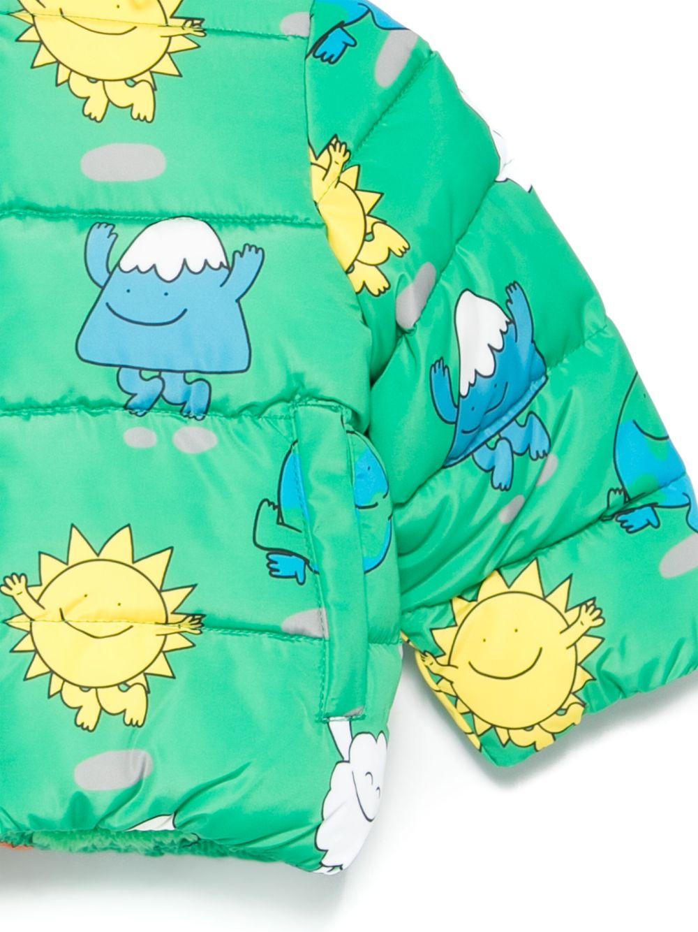 Piumino per neonati Stella McCartney Kids verde con stampa di personaggi - Rubino Kids