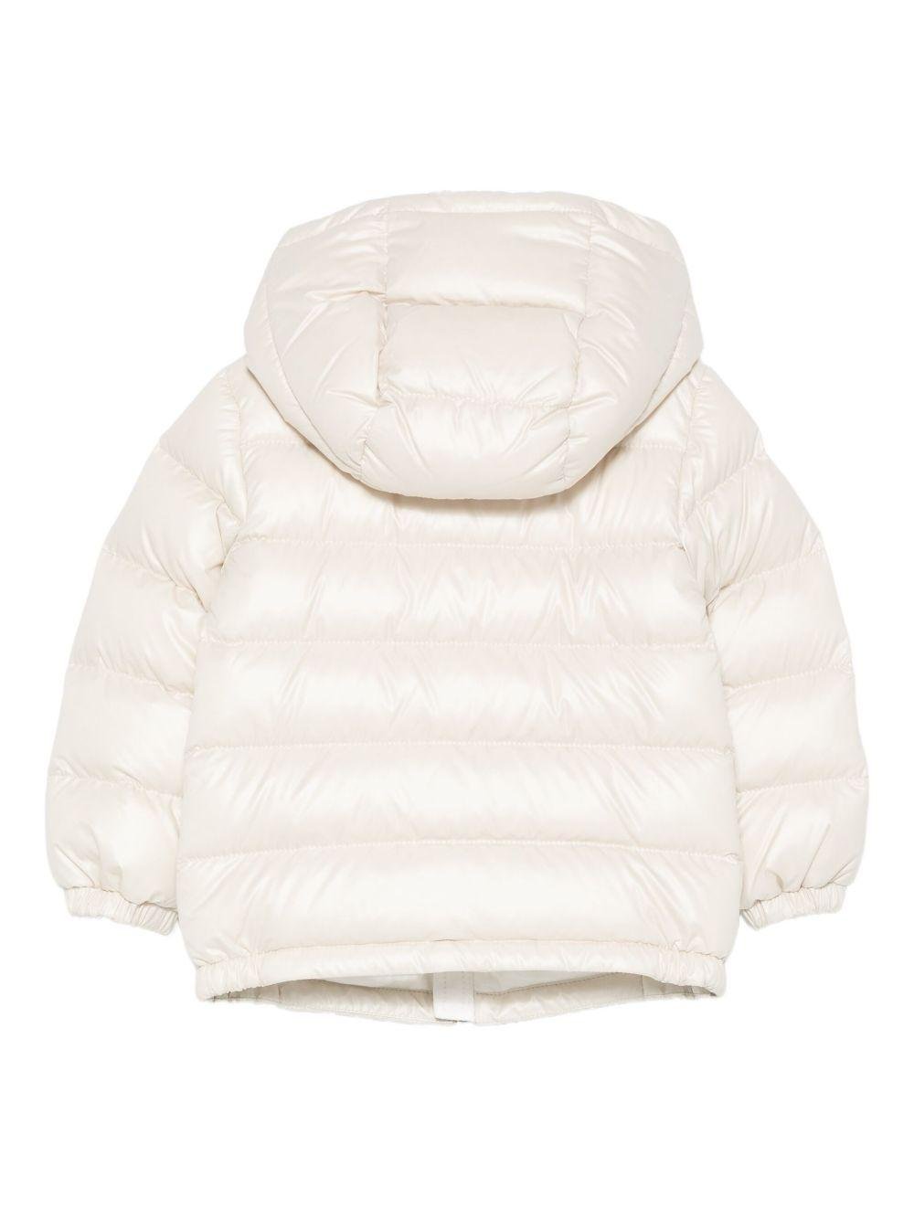 Piumino per neonato Moncler Enfant bianco con cappuccio - Rubino Kids