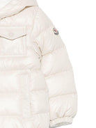 Piumino per neonato Moncler Enfant bianco con cappuccio - Rubino Kids