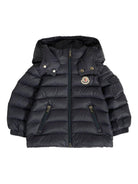 Piumino per neonato Moncler Enfant blu con cappuccio - Rubino Kids