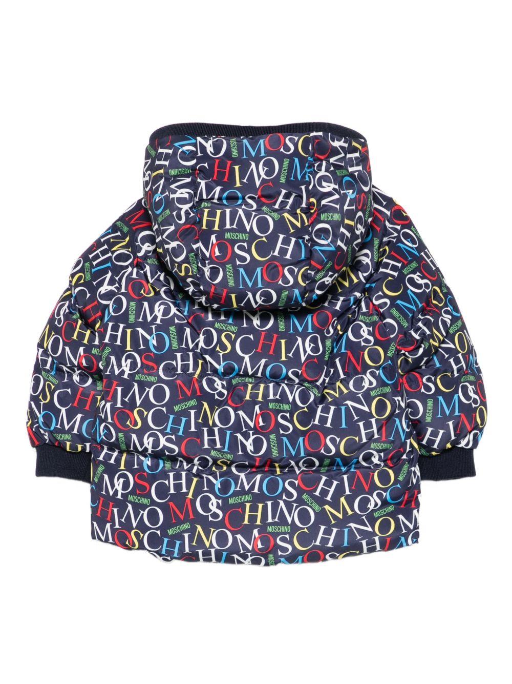 Piumino per neonato Moschino Kids blu con logo all - over - Rubino Kids