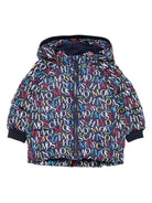 Piumino per neonato Moschino Kids blu con logo all - over - Rubino Kids