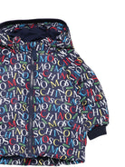 Piumino per neonato Moschino Kids blu con logo all - over - Rubino Kids