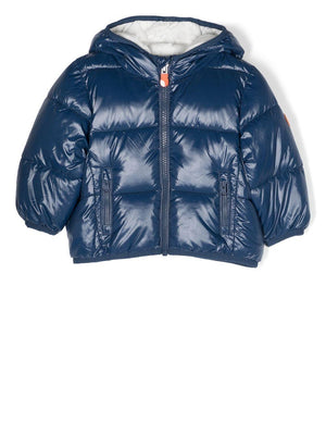 Piumino per neonato Save The Duck Kids blu con applicazione sulla manica