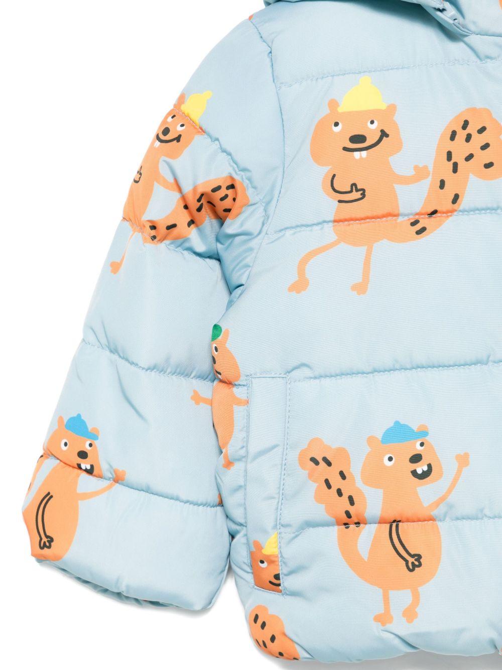 Piumino per neonato Stella McCartney Kids azzurro con stampa scoiattoli - Rubino Kids
