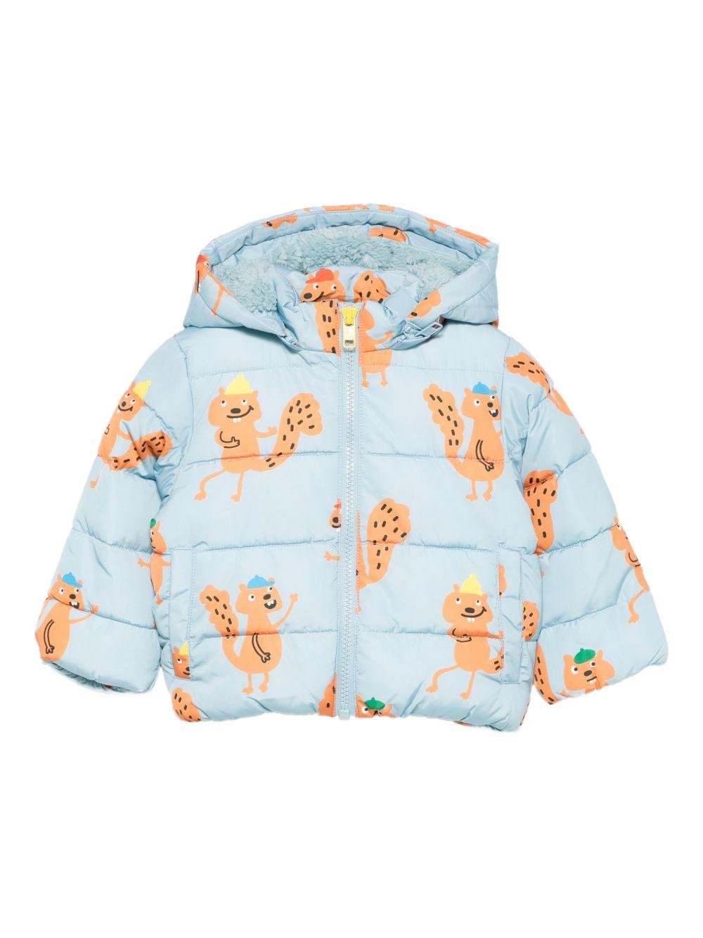 Piumino per neonato Stella McCartney Kids azzurro con stampa scoiattoli - Rubino Kids