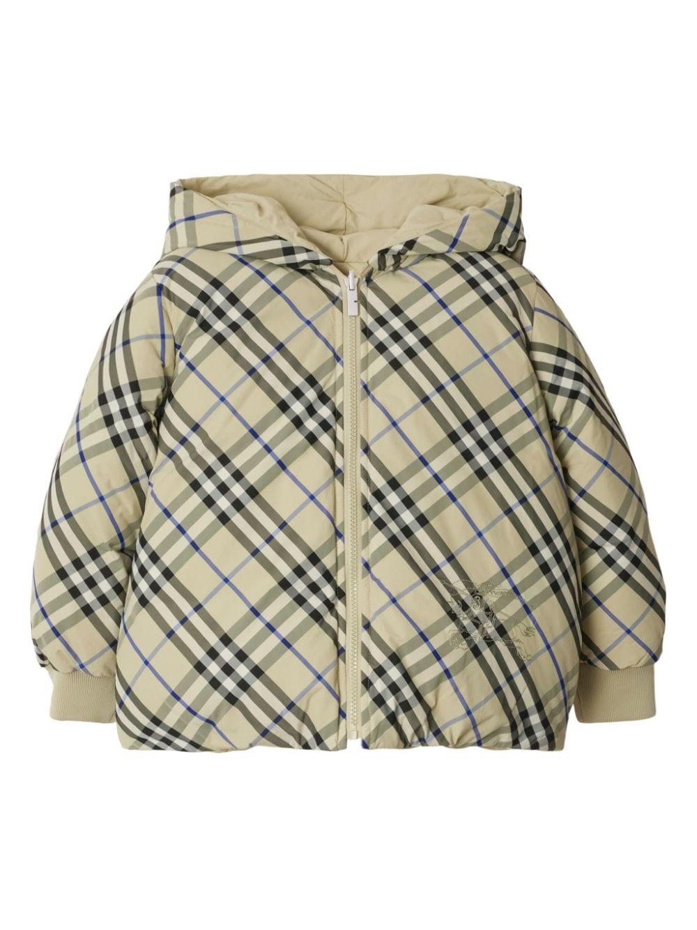 ⭐︎BURBERRY キッズジャケット 8Y128cm⭐︎ Burberry Kids Beige Checked Reversible Jacket with Elasticated Hem
