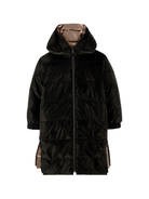 Piumino reversibile per bambina Karl Lagerfeld Kids nero con cappuccrio e spacchi laterali - Rubino Kids