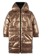 Piumino reversibile per bambina Karl Lagerfeld Kids nero con cappuccrio e spacchi laterali - Rubino Kids