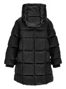 Piumino trapuntato per bambina Monnalisa nero con cappuccio - Rubino Kids