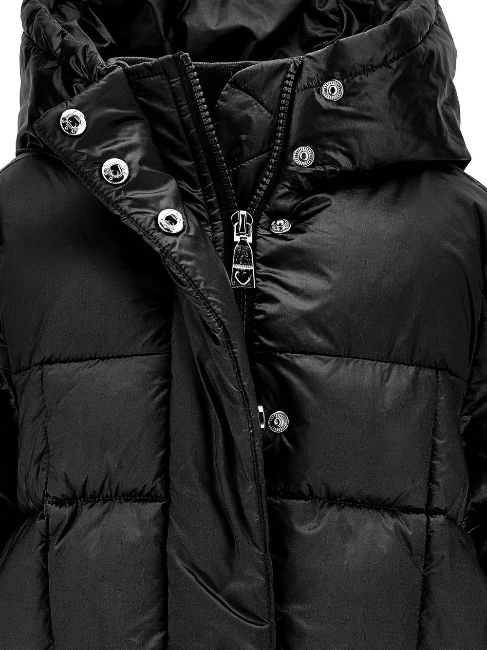 Piumino trapuntato per bambina Monnalisa nero con cappuccio - Rubino Kids