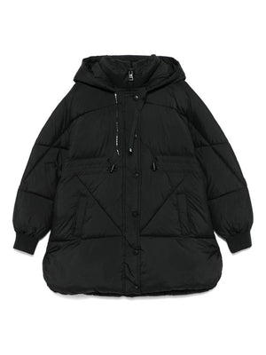 MSGM Kids black quilted down jacket for girls with quilted high collar
