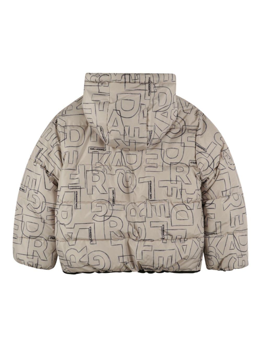 Piumino trapuntato per bambino Karl Lagerfeld Kids beige con logo - Rubino Kids