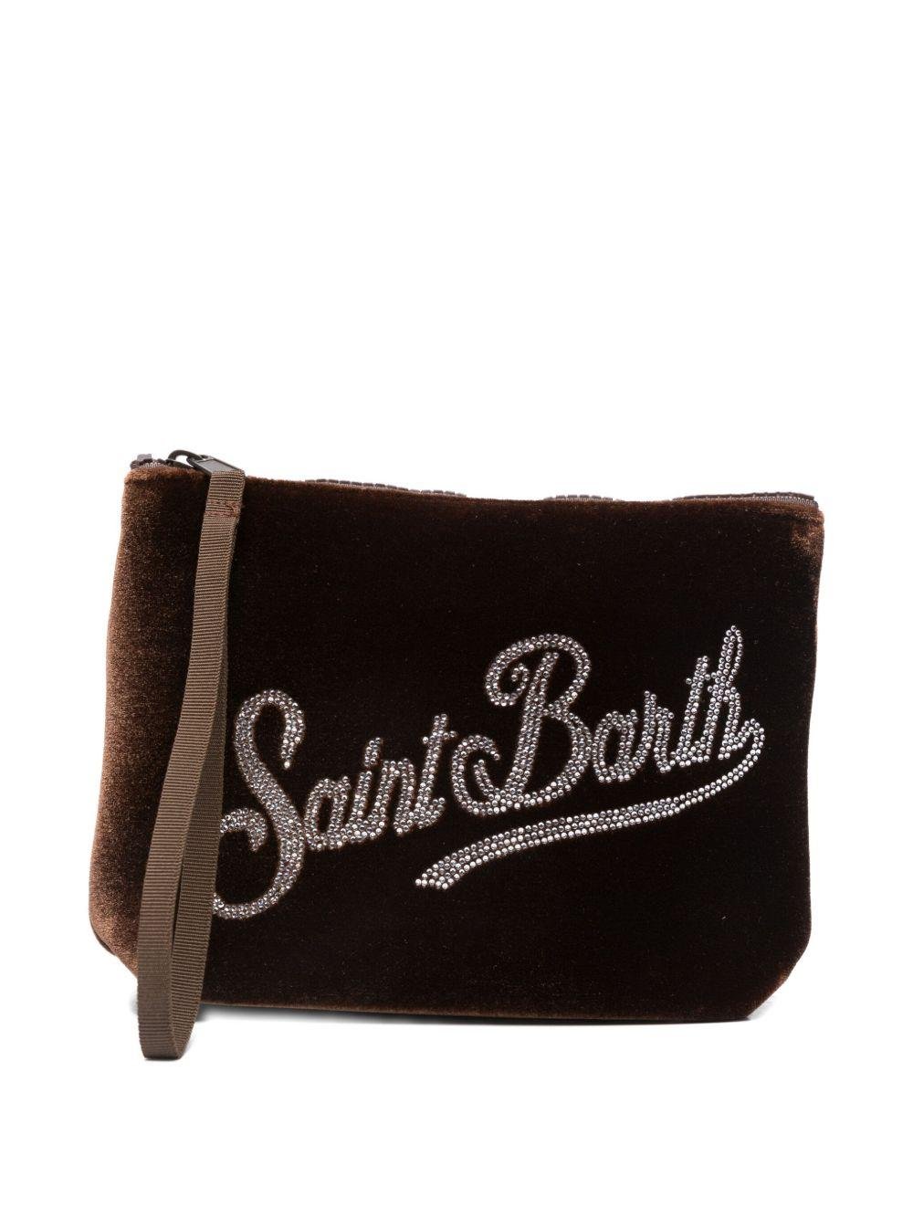 Pochette per bambina MC2 Saint Barth kids marrone con logo in paillettes - Rubino Kids