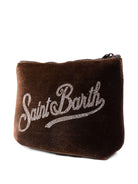 Pochette per bambina MC2 Saint Barth kids marrone con logo in paillettes - Rubino Kids