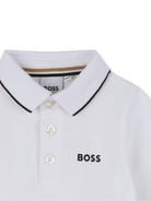 Polo a maniche lunghe per neonato Boss Kidswear bianca con logo - Rubino Kids