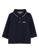 Polo a maniche lunghe per neonato Boss Kidswear blu con logo - Rubino Kids