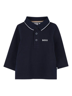 Polo a maniche lunghe per neonato Boss Kidswear blu con logo
