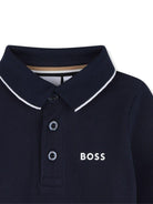Polo a maniche lunghe per neonato Boss Kidswear blu con logo - Rubino Kids