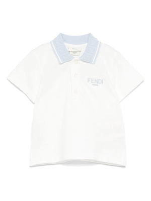 Polo baby per neonato Fendi Kids bianco con orlo dritto