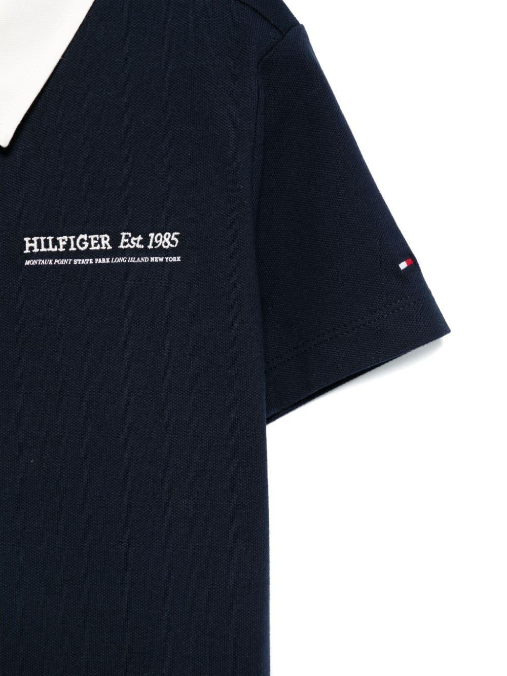 Polo con ricamo per bambino Tommy Hilfiger Junior blu con spacchi laterali - Rubino Kids