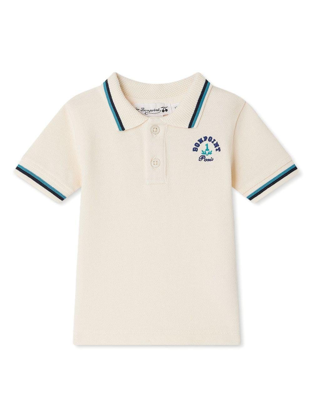 Polo Finn per neonato Bonpoint bianco con design ricamato - Rubino Kids