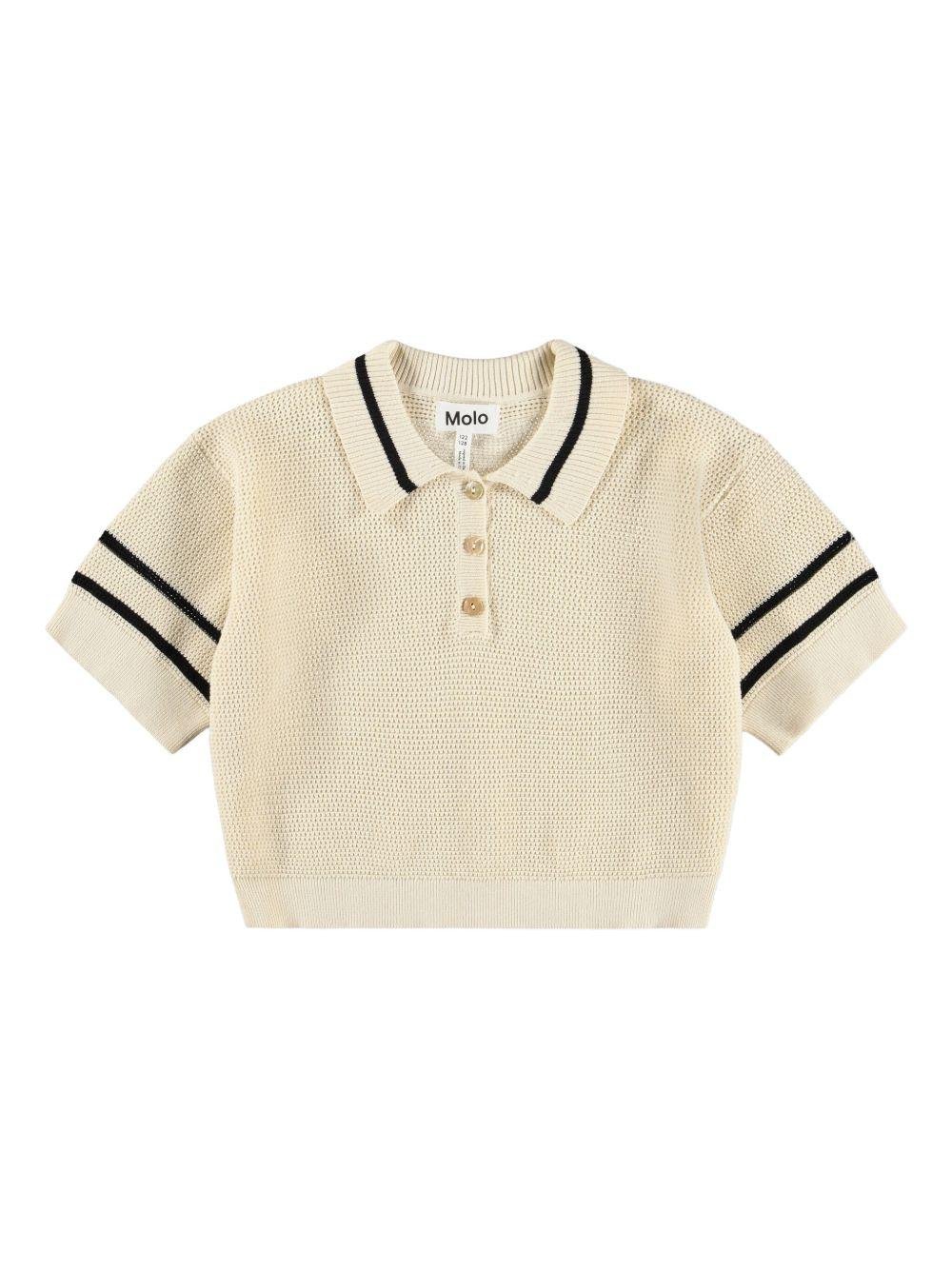Polo Gwinn per bambina Molo beige con decorazione a righe - Rubino Kids