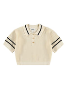 Polo Gwinn per bambina Molo beige con decorazione a righe - Rubino Kids