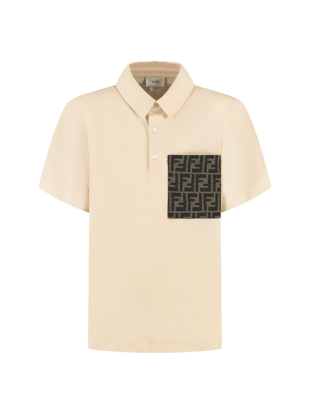 Polo junior in jersey con tasca per bambino Fendi Kids beige con orlo dritto - Rubino Kids