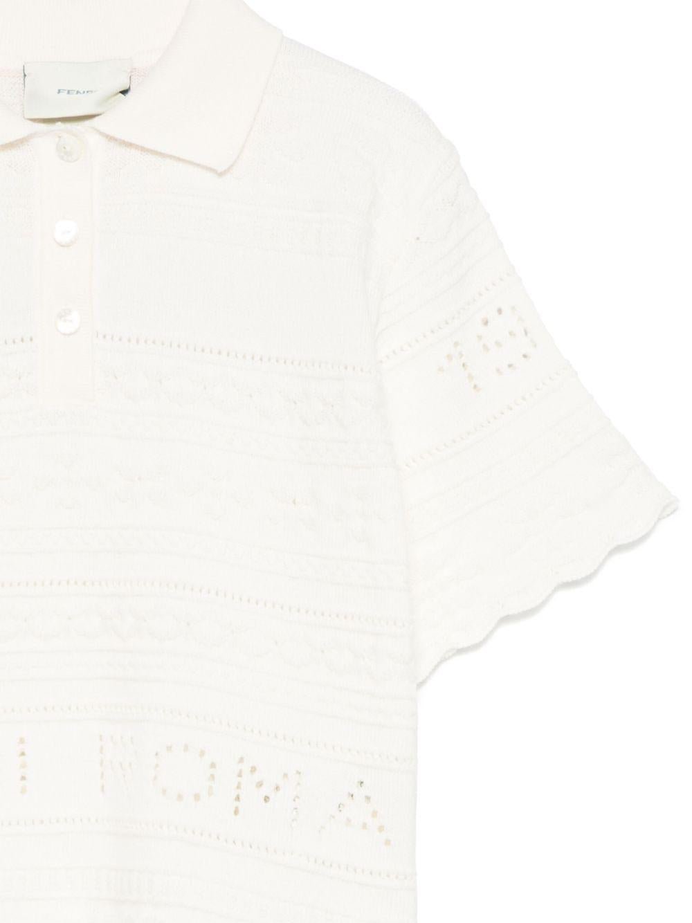 Polo per bambina Fendi Kids beige chiaro con design traforato - Rubino Kids