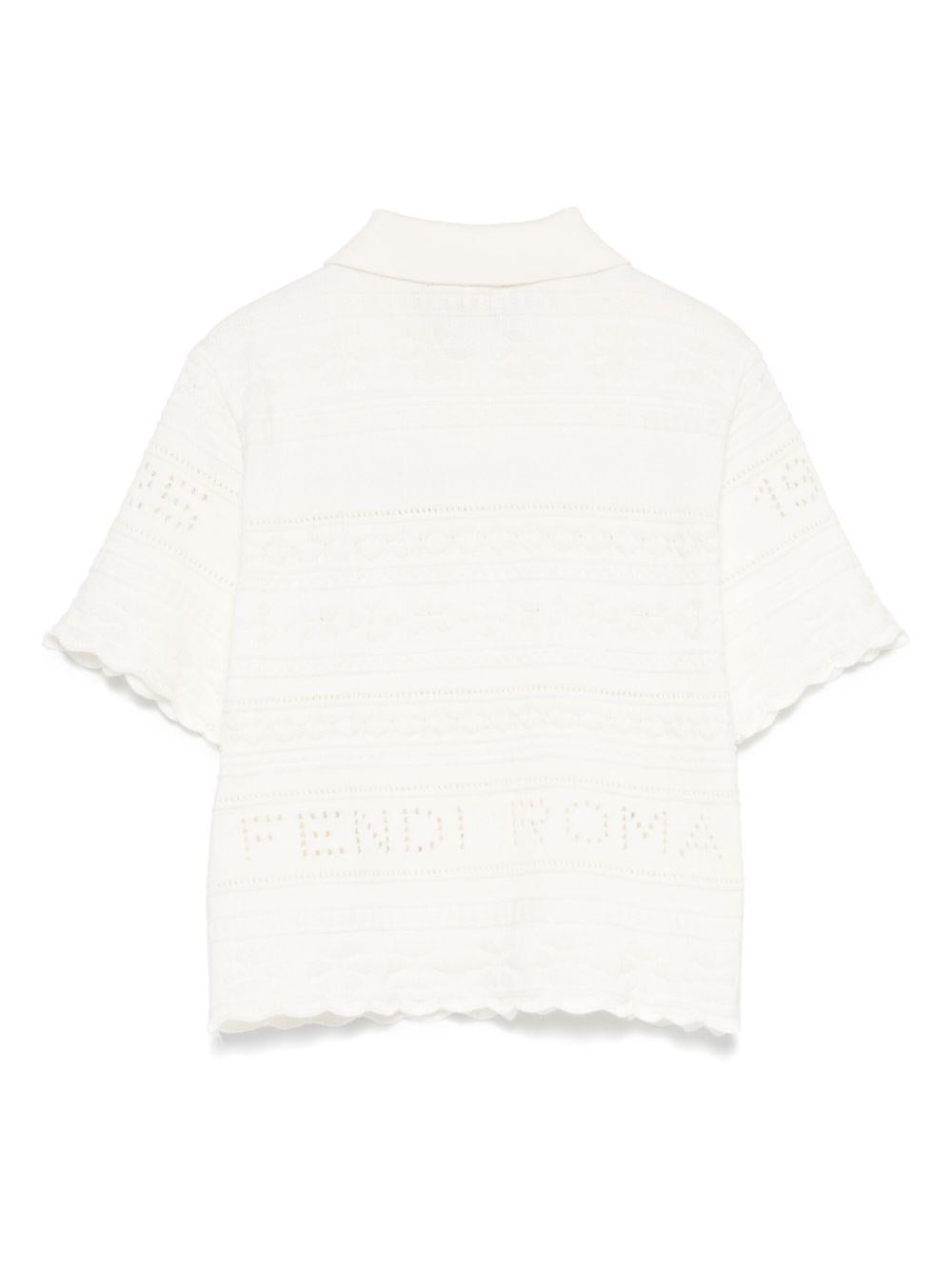 Polo per bambina Fendi Kids beige chiaro con design traforato - Rubino Kids