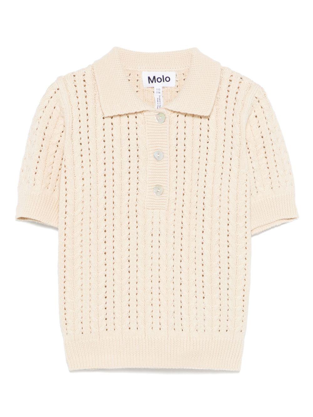 Polo per bambina Molo Gretel beige con abbottonatura frontale corta - Rubino Kids