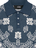 Polo per bambino Amiri Kids blu con logo ricamato - Rubino Kids