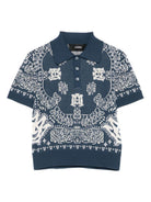 Polo per bambino Amiri Kids blu con logo ricamato - Rubino Kids