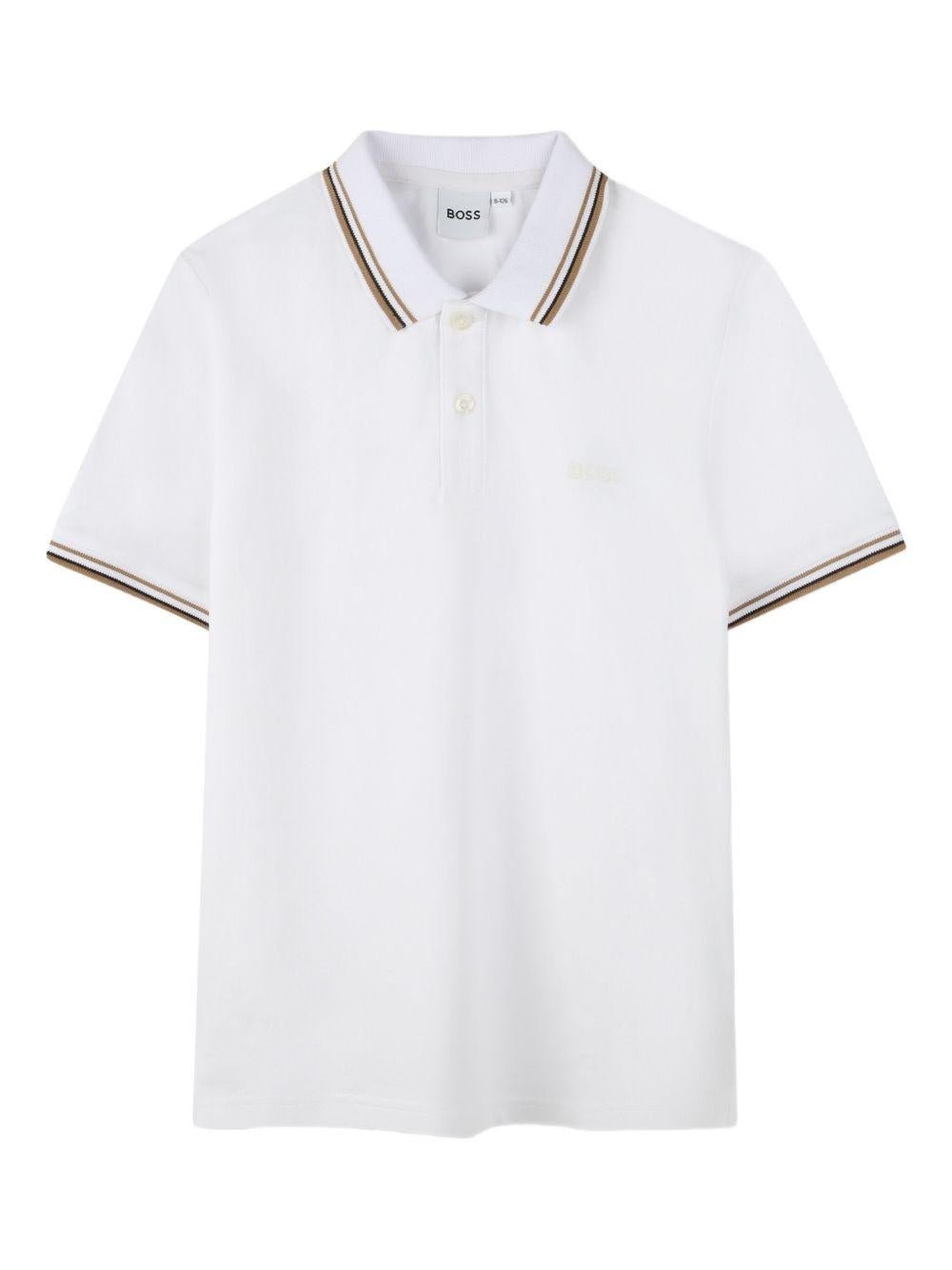 Polo per bambino Boss Kids bianca con dettaglio con logo - Rubino Kids