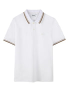 Polo per bambino Boss Kids bianca con dettaglio con logo - Rubino Kids