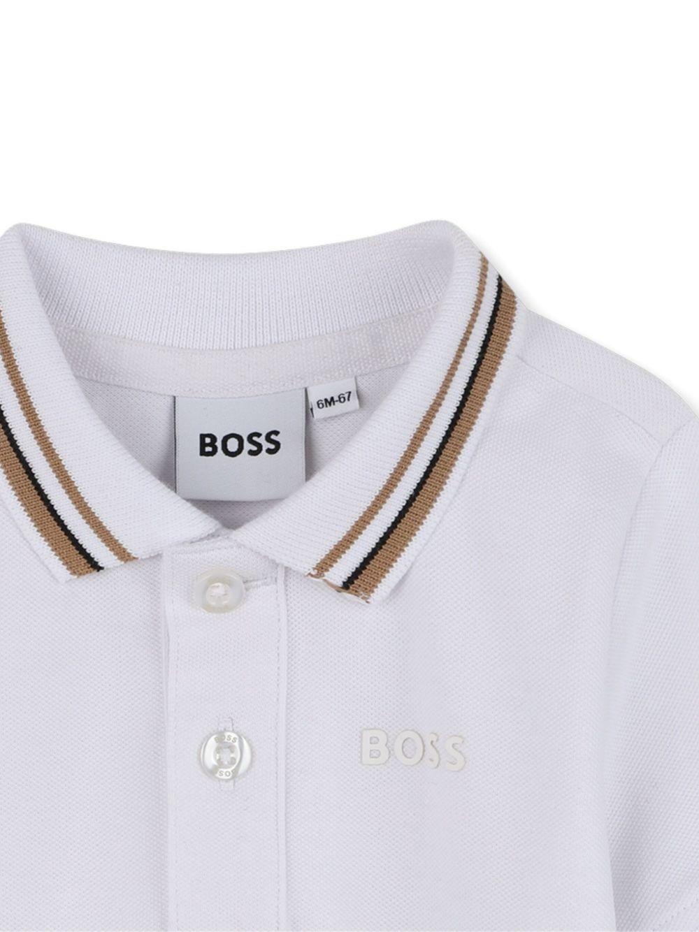 Polo per bambino Boss Kids bianco con colletto a righe - Rubino Kids
