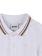 Polo per bambino Boss Kids bianco con colletto a righe - Rubino Kids