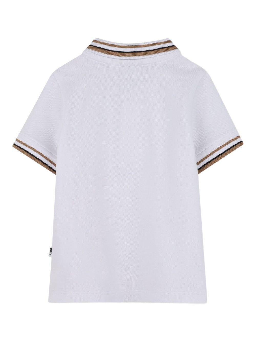Polo per bambino Boss Kids bianco con colletto a righe - Rubino Kids