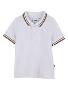 Polo per bambino Boss Kids bianco con colletto a righe - Rubino Kids