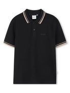 Polo per bambino Boss Kids nero con dettaglio con logo - Rubino Kids