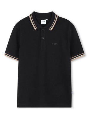 Polo per bambino Boss Kids nero con dettaglio con logo