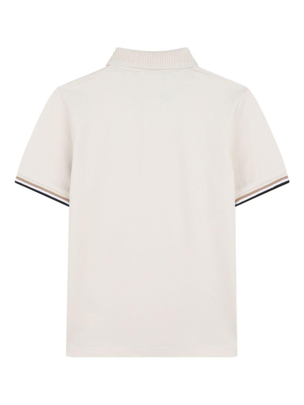 Polo per bambino Boss Kidswear beige con bordi a contrasto - Rubino Kids