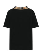 Polo per bambino Burberry Kids nera con colletto con caratteristico motivo Vintage Check - Rubino Kids